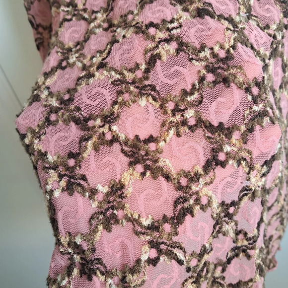 Fashion Bug Pink Textured 3/4 Sleeve Mesh Fairygrunge Whimsical Shirt Size 3XL - Picture 5 of 6